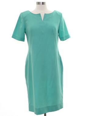 Vintage 1980s Mint Green Shantung A-Line Midi Dress Womens Small